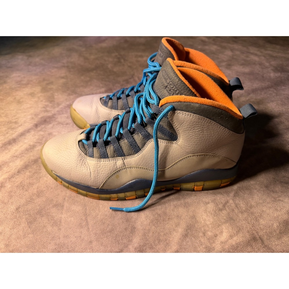 Air Jordan 10 Retro Bobcats Wolf Grey Blue Orange 310805-026 Mens Size 12
